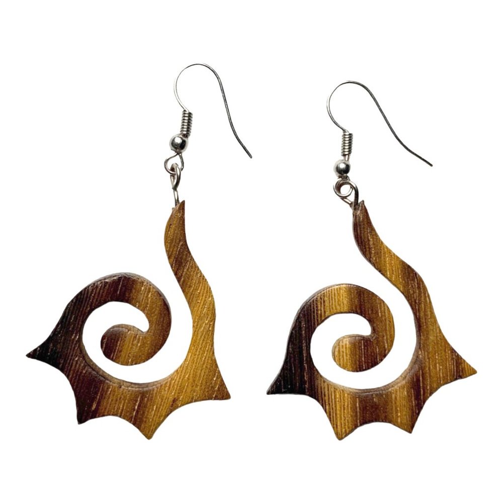 Fun Funky Wood Dangle Earrings - Picture 2 of 3